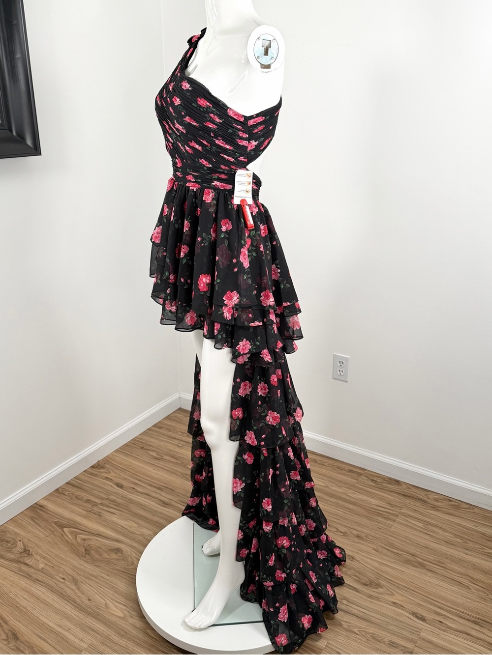 MAC DUGGAL 70246 One Shoulder Ruffled Floral Layered High-Low Dress Size 4 - Picture 13 of 16